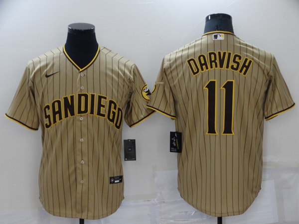 Men's San Diego Padres #11 Yu Darvish Brown Cool Base Stitched Jersey